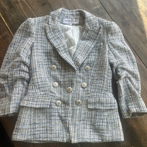 Veronica Beard Ryland Dickey Jacket Women's Blue Tweed Designer Luxury Jacket - Picture 3 of 10